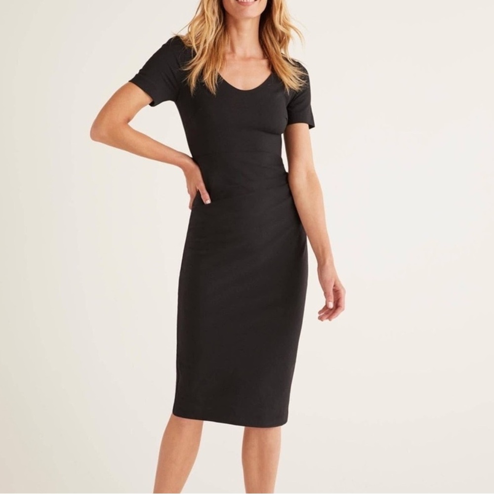 Boden Ponte Madison Black Pleated Short Sleeve Dress Women's Size 12